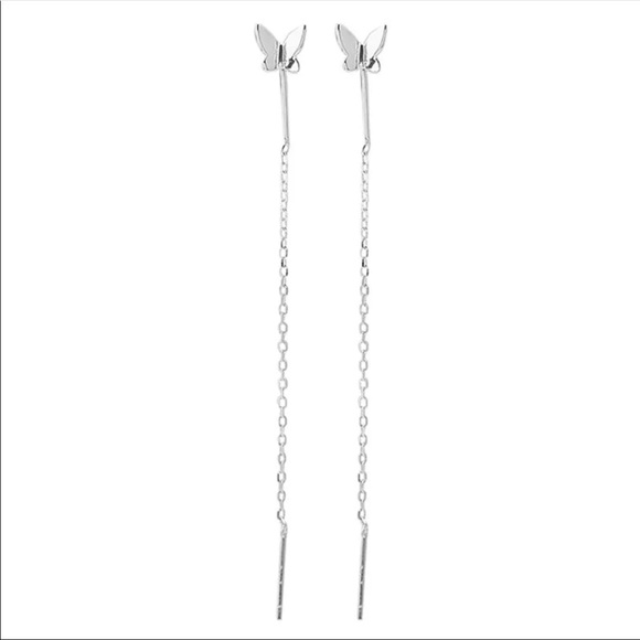 Julissa • Dainty Butterfly Threader Earrings - Picture 2 of 3